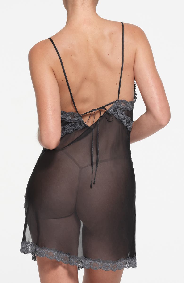 SKIMS Lace Trim Silk Chemise, Alternate, color, 