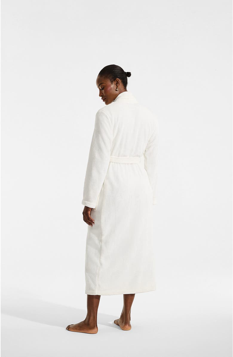 Lands
 End Cozy Plush Long Wrap Robe, Alternate, color, Ivory