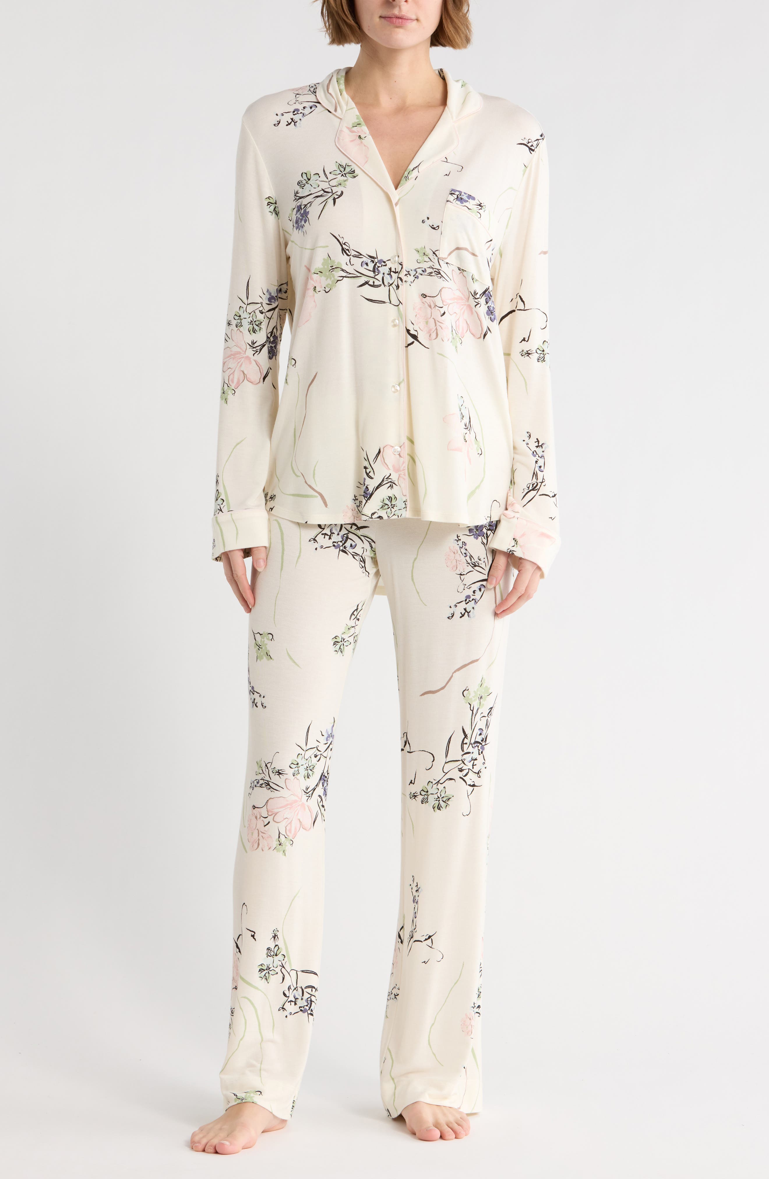 IVORY- PINK SPRAWLING FLORAL