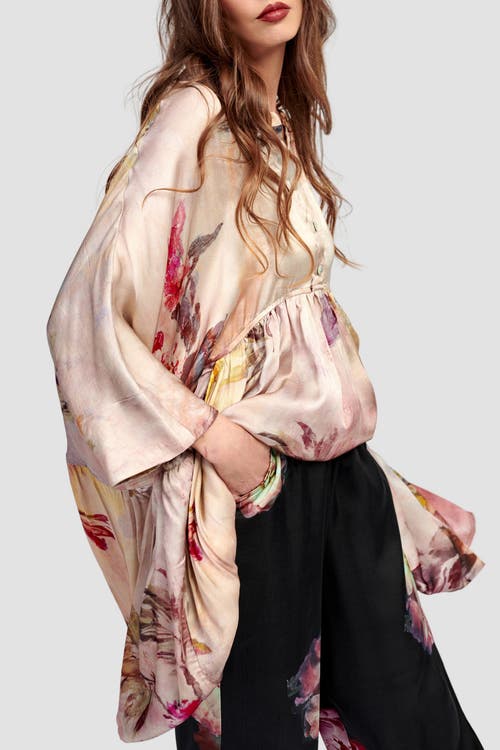 Alembika Oversized Flowy Floral Tunic In Multi