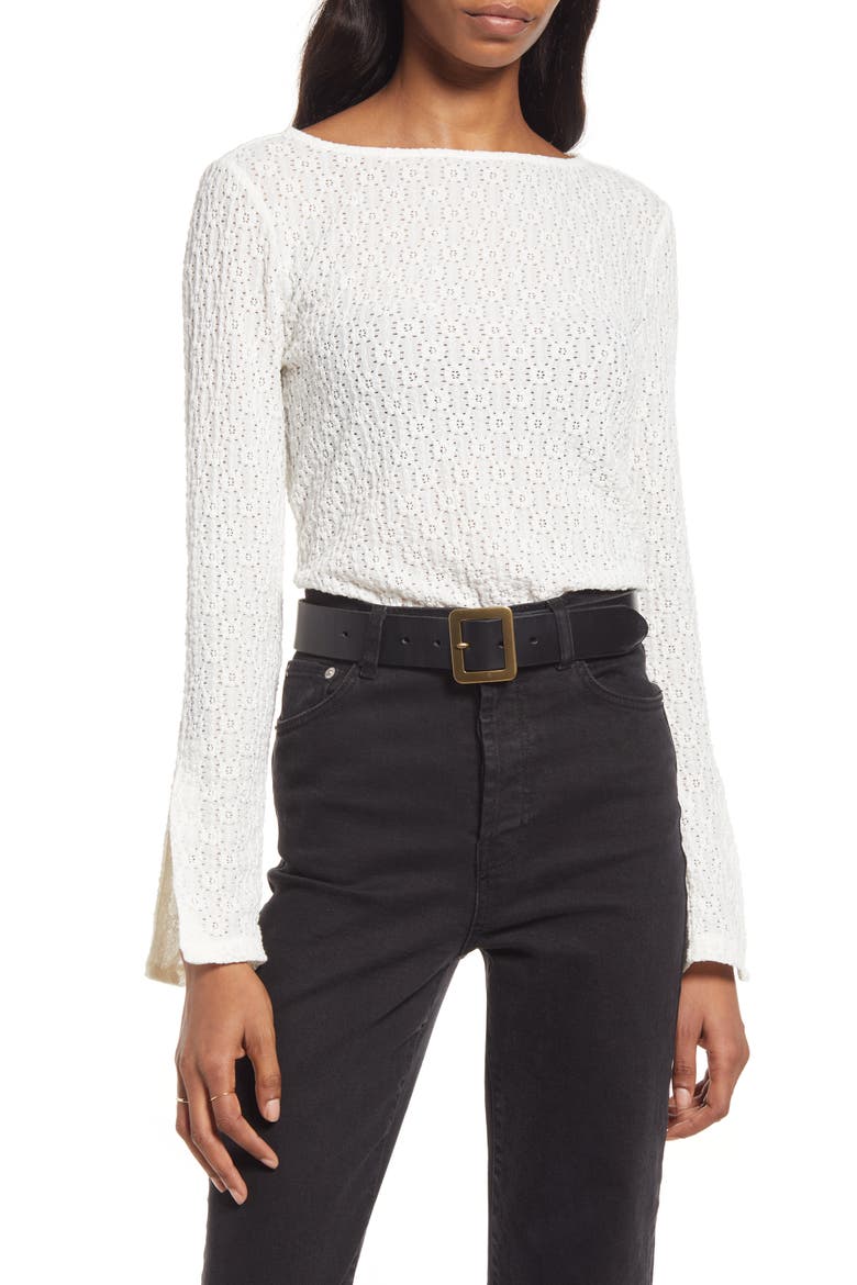 Long Sleeve Lace Top, Main, color, IVORY