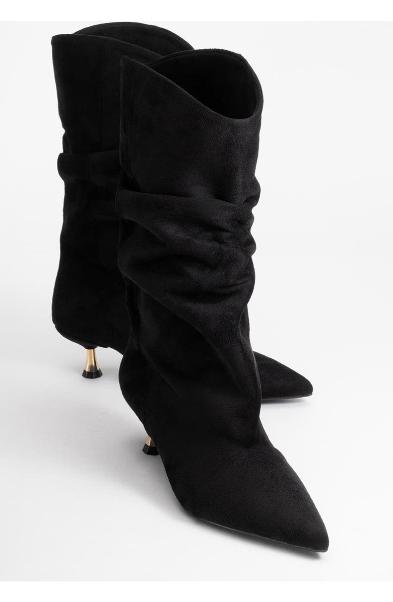 Prologue Shoes Stein Pointed Toe Boot, Main, color, Black Suede Faux Leather