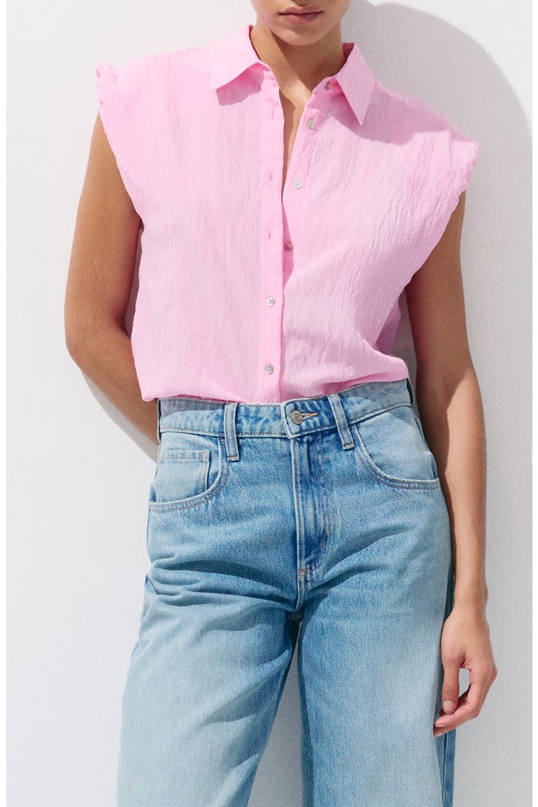 Embroidered Striped Shirt, Main, color, PINK
