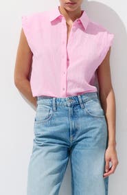 MANGO Embroidered Striped Shirt