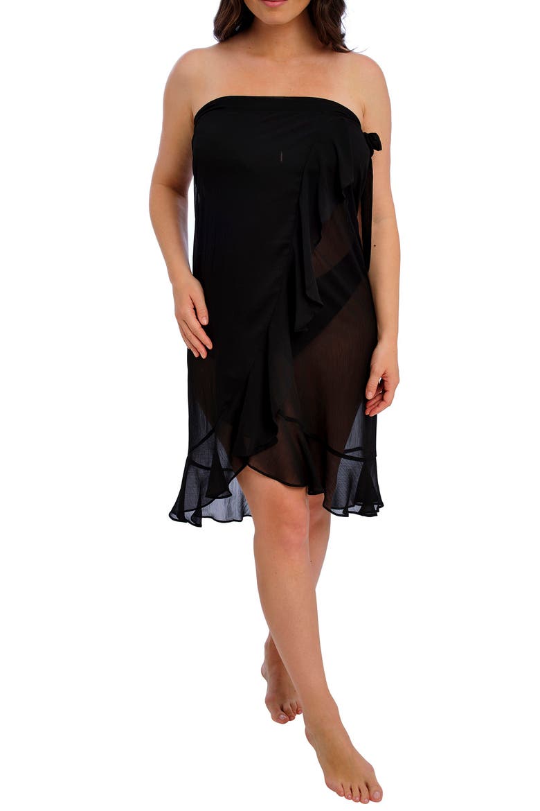 Nauru Cover-Up Sarong Skirt, Alternate, color, BLACK