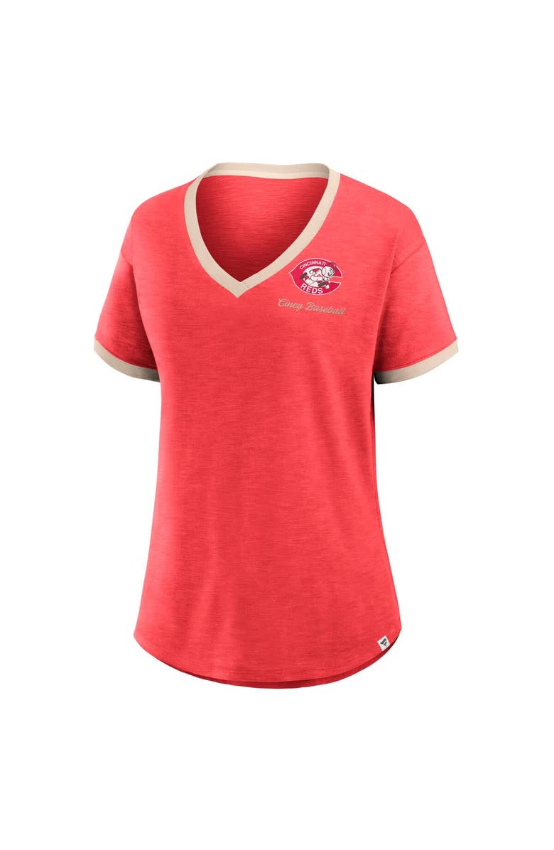 FANATICS Women's Fanatics Red Cincinnati Reds Binge Worthy Stadium Slub V-Neck T-Shirt, Alternate, color, Red