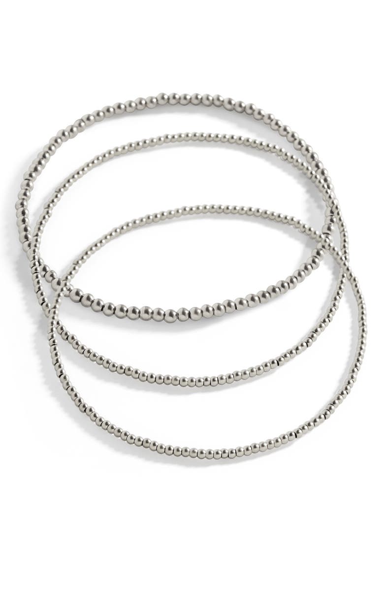 Mint & Lily 322 Beaded Stacking Set Bracelet, Main, color, Silver