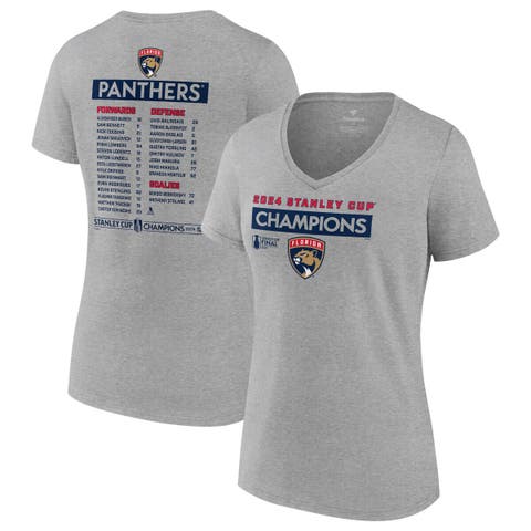 Women's Fanatics  Steel Florida Panthers 2024 Stanley Cup Champions Roster V-Neck T-Shirt