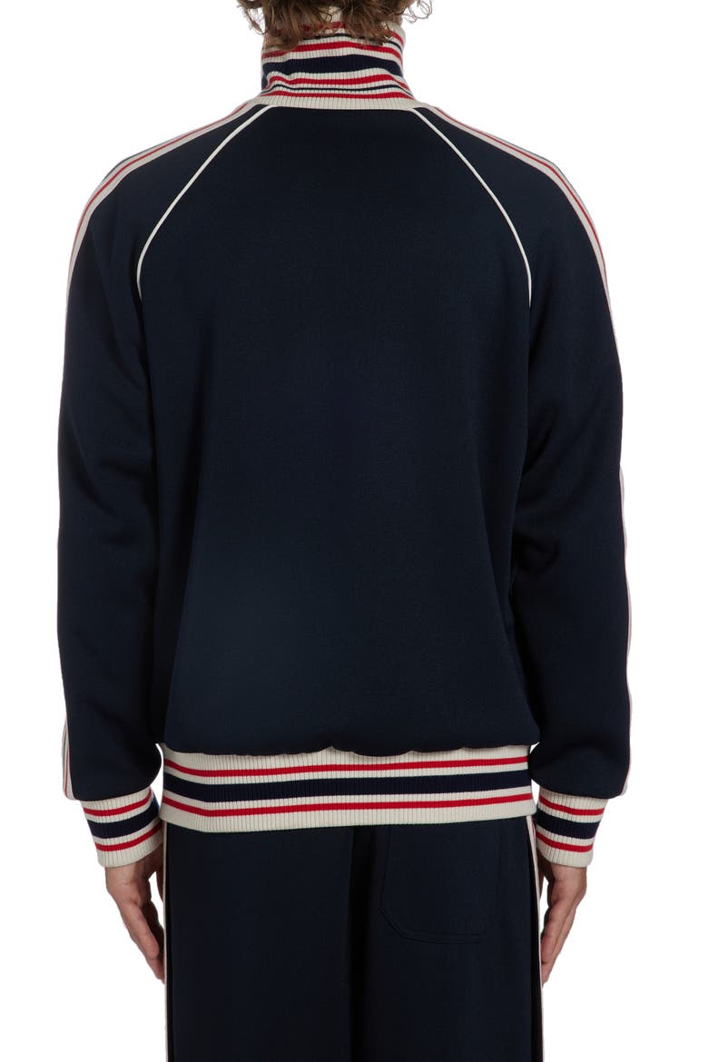 Stripe Trim Raglan Sleeve Track Jacket, Alternate, color, DARK BLUE/ PAPYRUS