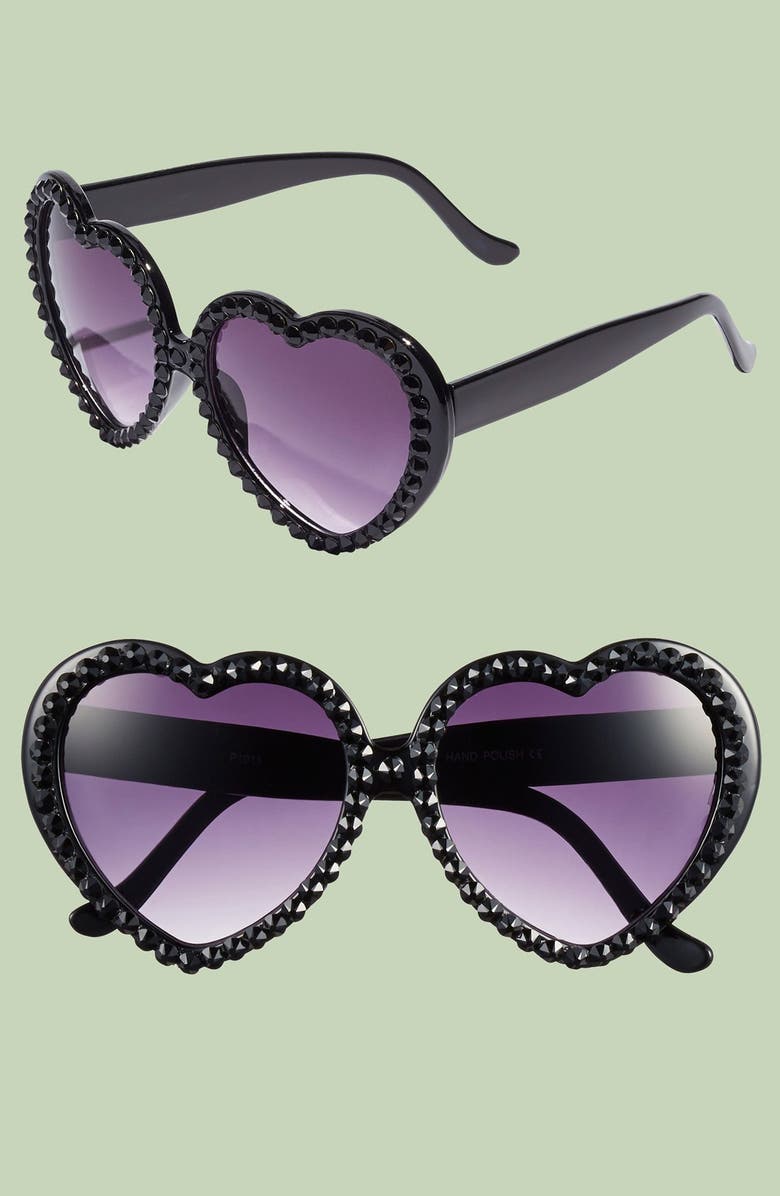 Gasoline Glamour 'Lolita' 62mm Heart Shaped Sunglasses, Main, color,