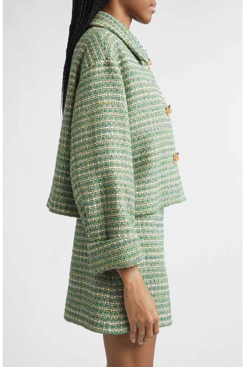 Metallic Tweed Crop Jacket, Alternate, color, GREEN MULTI