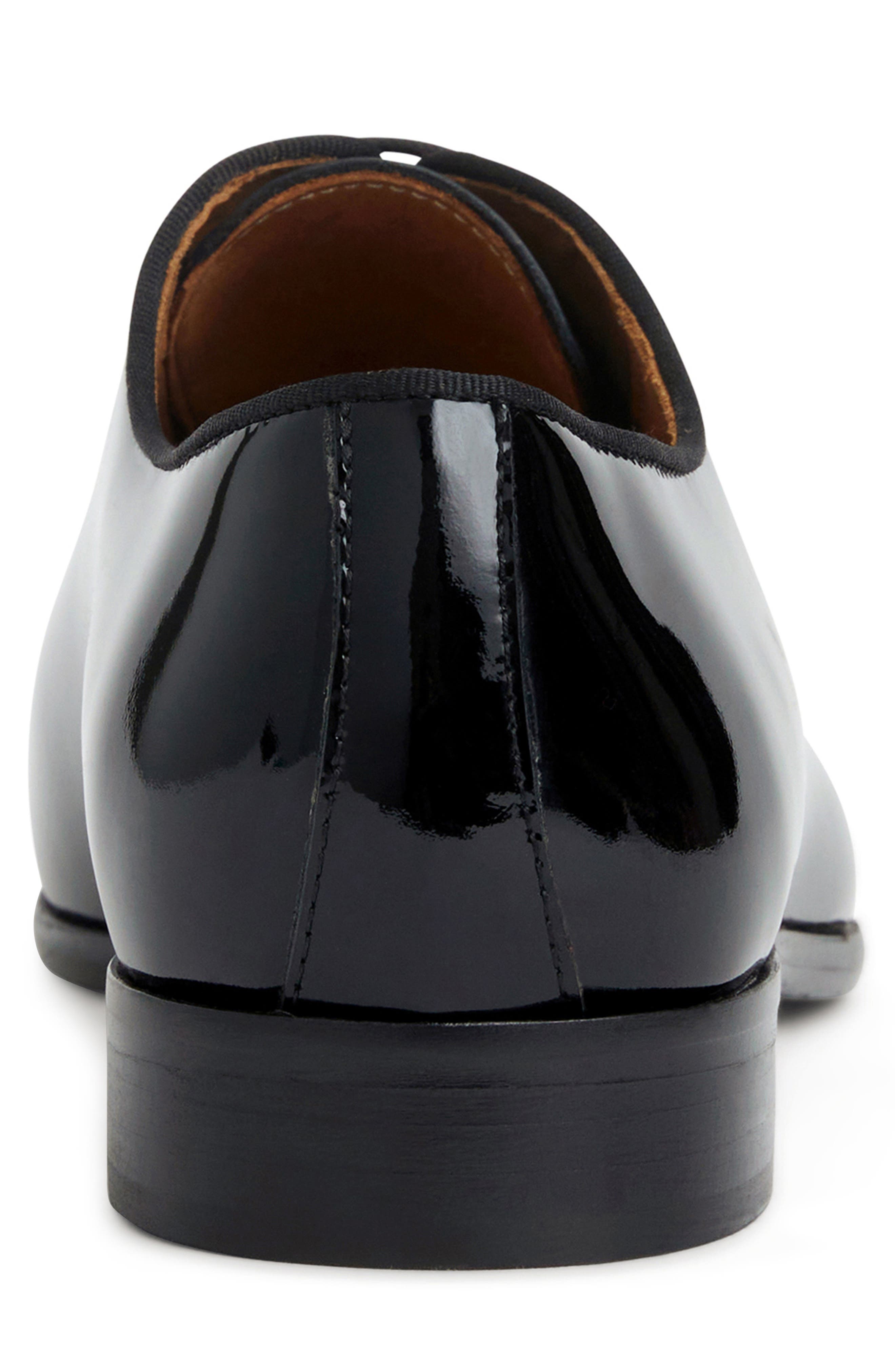 Bruno Magli Angelo Wholecut Tuxedo Shoe, Alternate, color, Black Patent