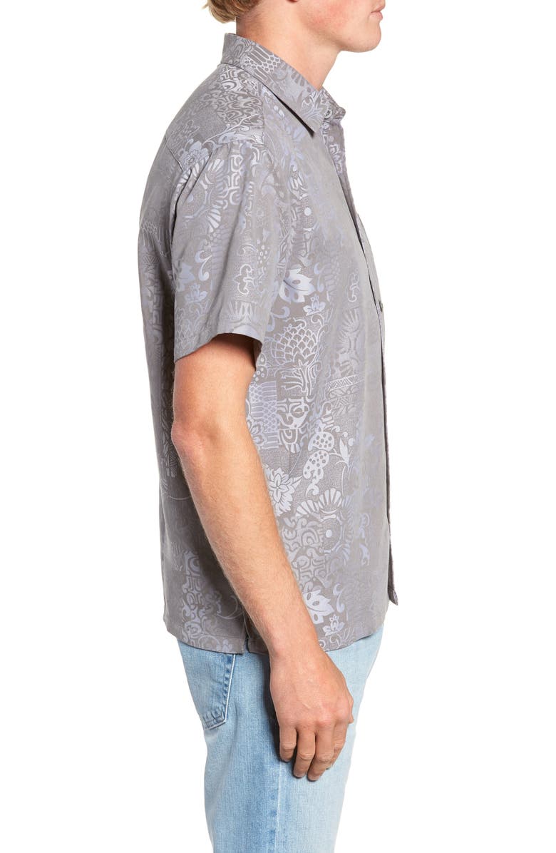 Kahala Apana Classic Fit Jacquard Sport Shirt, Alternate, color, Charcoal