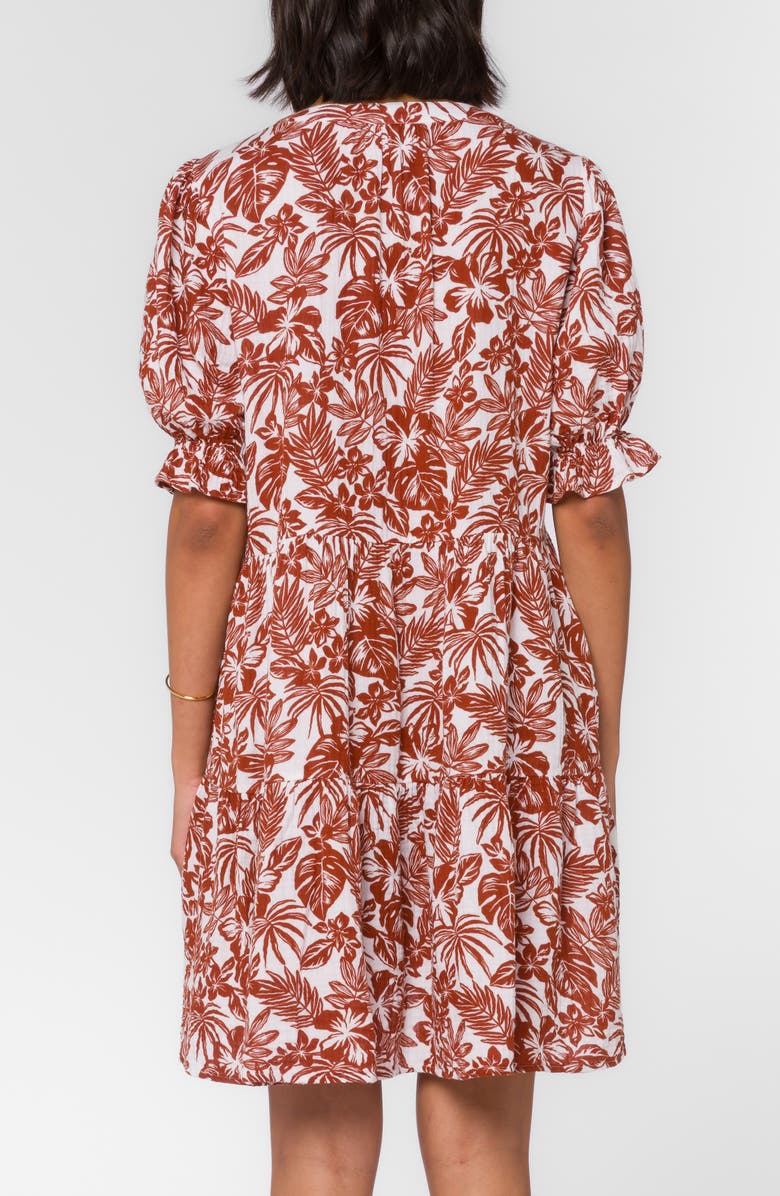 VELVET HEART Tropical V-Neck Puff Sleeve Tiered Minidress, Alternate, color, 