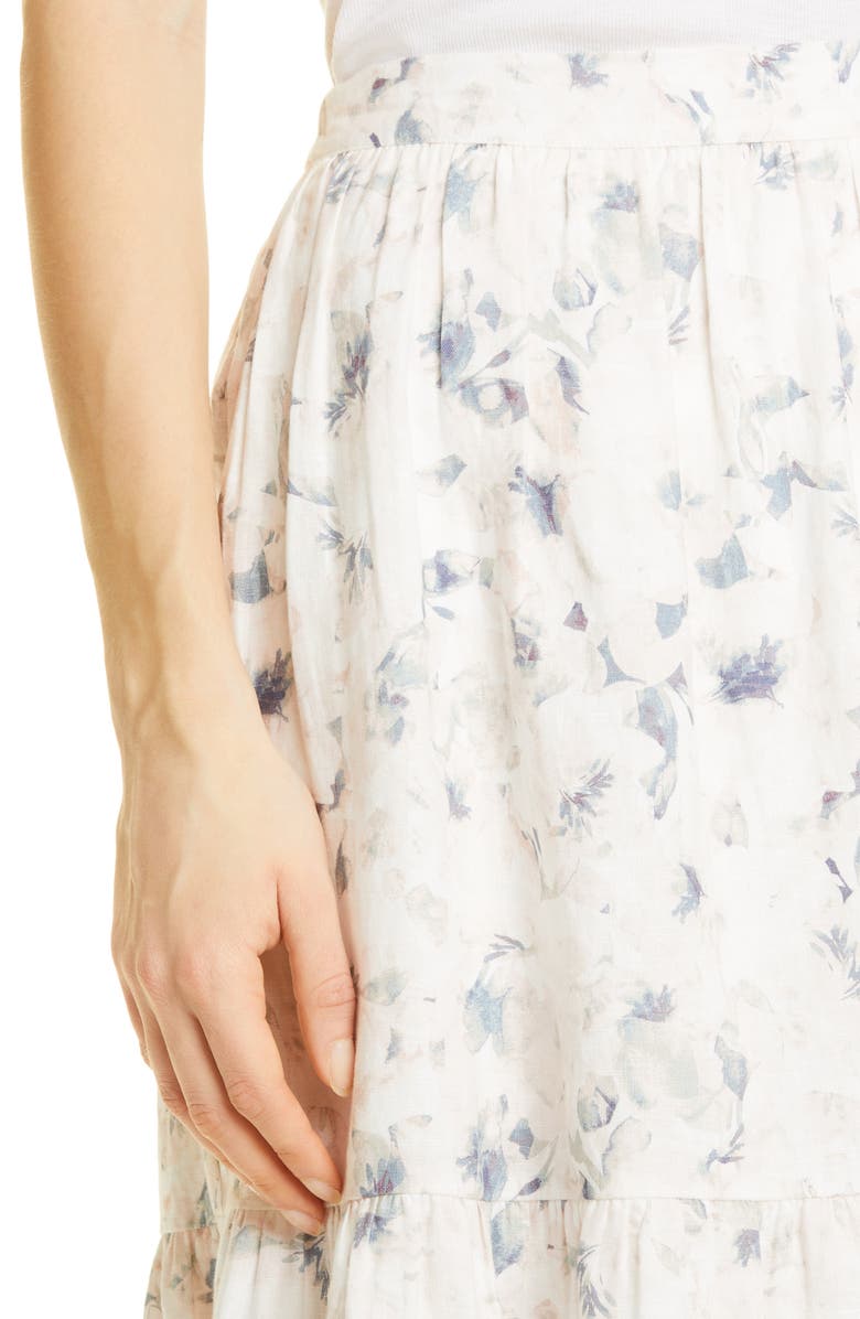 CAMI NYC Nori Floral Tiered Linen Skirt, Alternate, color, 