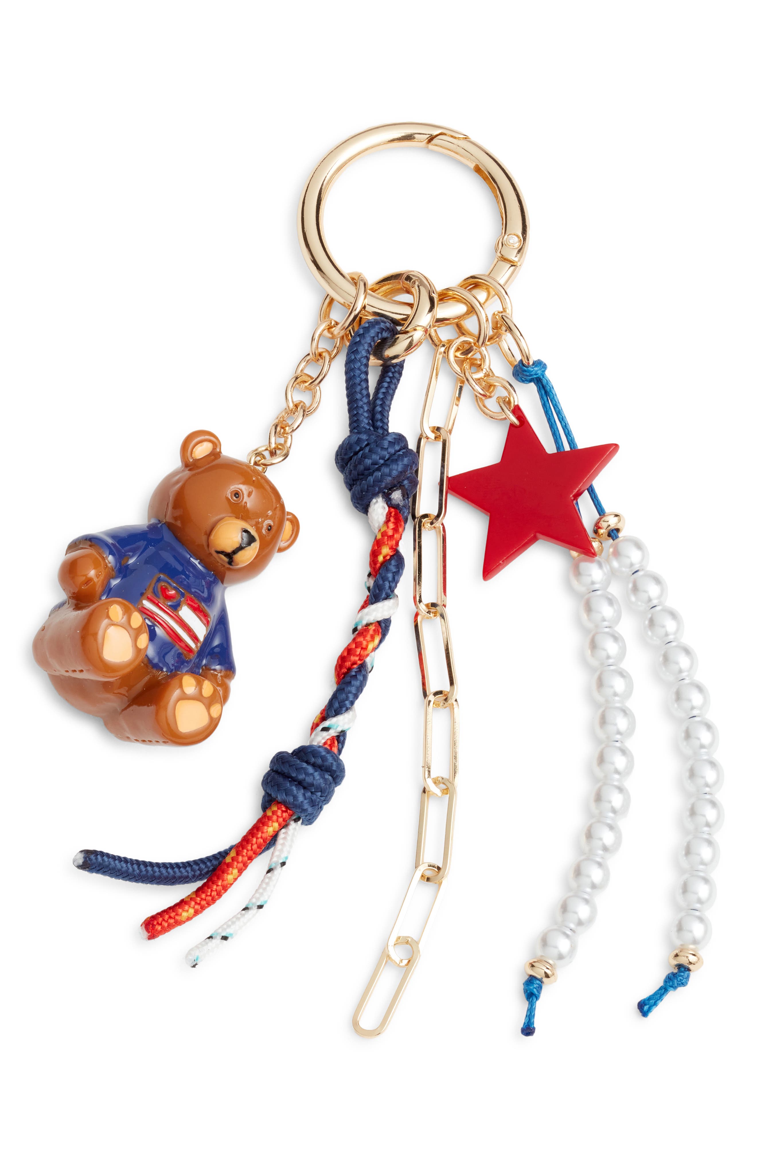 Chelsea28 Star Bear Bag Charm, Main, color, Red Multi- Gold