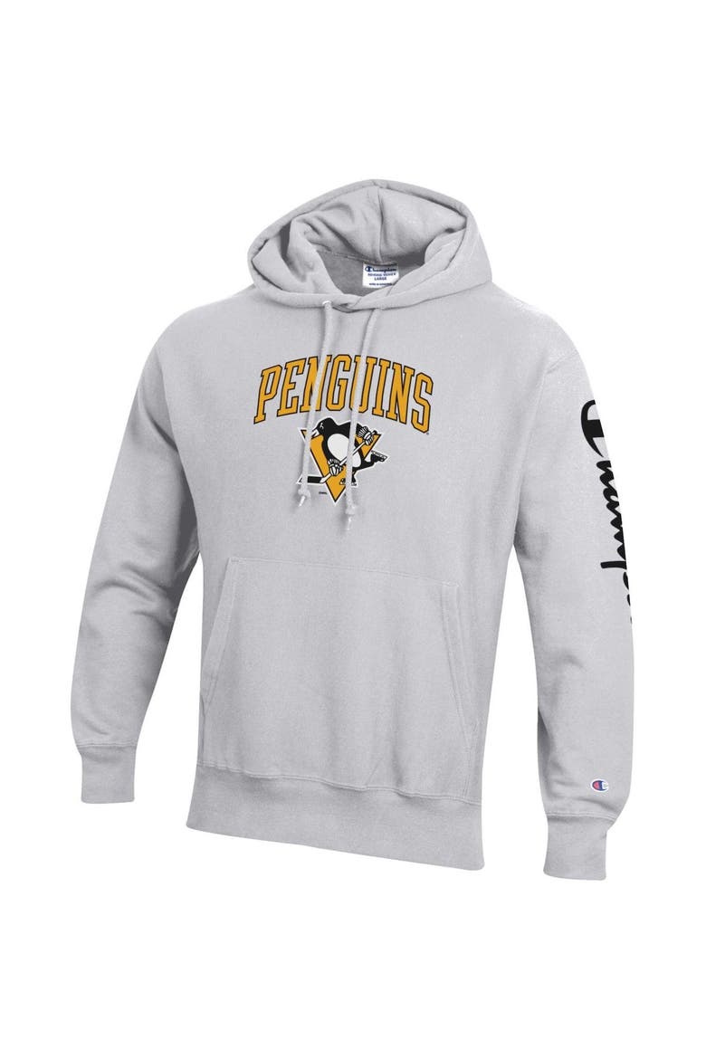 Men's Champion Heather Gray Pittsburgh Penguins Reverse Weave Pullover Hoodie, Alternate, color, Heather Gray