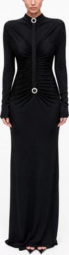 Nocturne Stone Detail Draped Maxi Dress