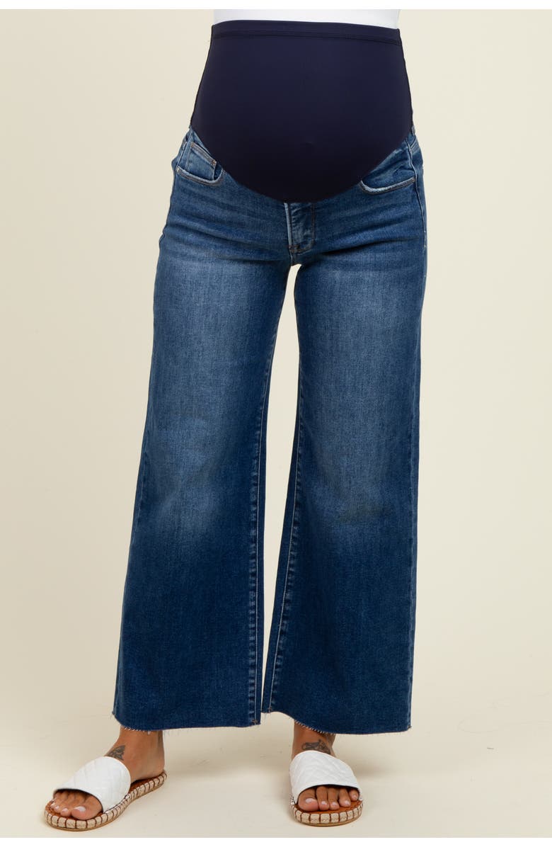 PinkBlush Cut Hem Cropped Wide Leg Maternity Jeans, Alternate, color, 