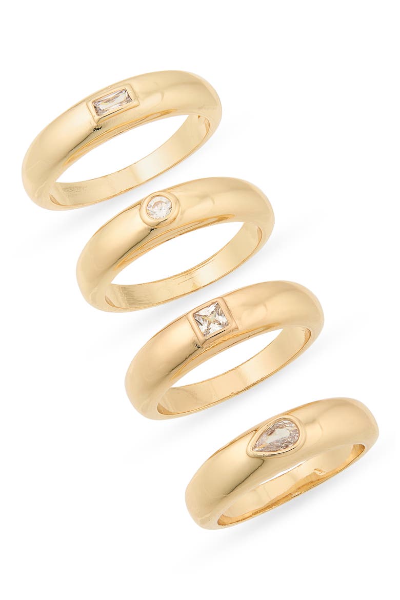 4-Pack Cubic Zirconia Assorted Rings, Main, color, CLEAR- GOLD
