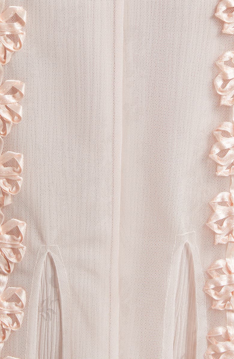 Simone Rocha Ribbon Daisy Chain Multi Slit Midi Dress, Alternate, color, Pale Pink