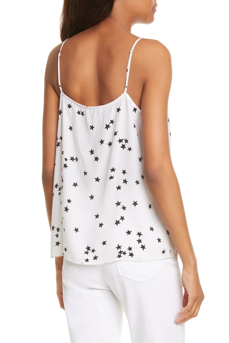 Layla Star Print Silk Camisole, Alternate, color, WHITE