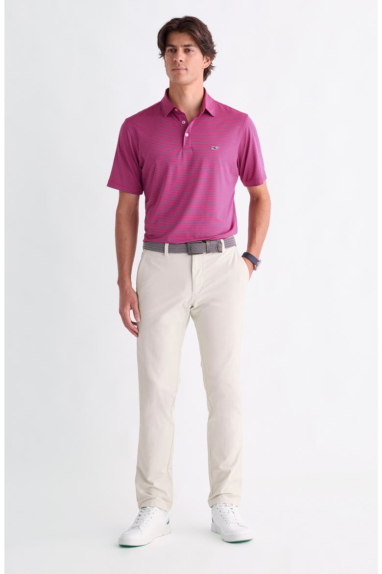 Stripe Sankaty Short Sleeve Performance Polo, Alternate, color, RHODODENDRON