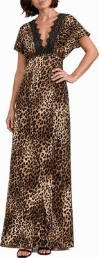Love By Design Paige Lace Trim Satin Maxi Dress