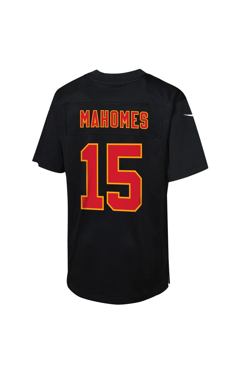 Nike Youth  Nike Patrick Mahomes Carbon Black Kansas City Chiefs Super Bowl LIX Patch Fashion Game Jersey, Alternate, color, 