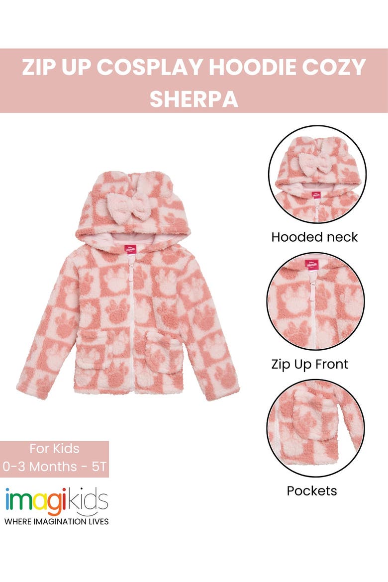 Winnie the Pooh Faux Shearling Fleece Zip-Up Hoodie, Alternate, color, Minnie Light Pink