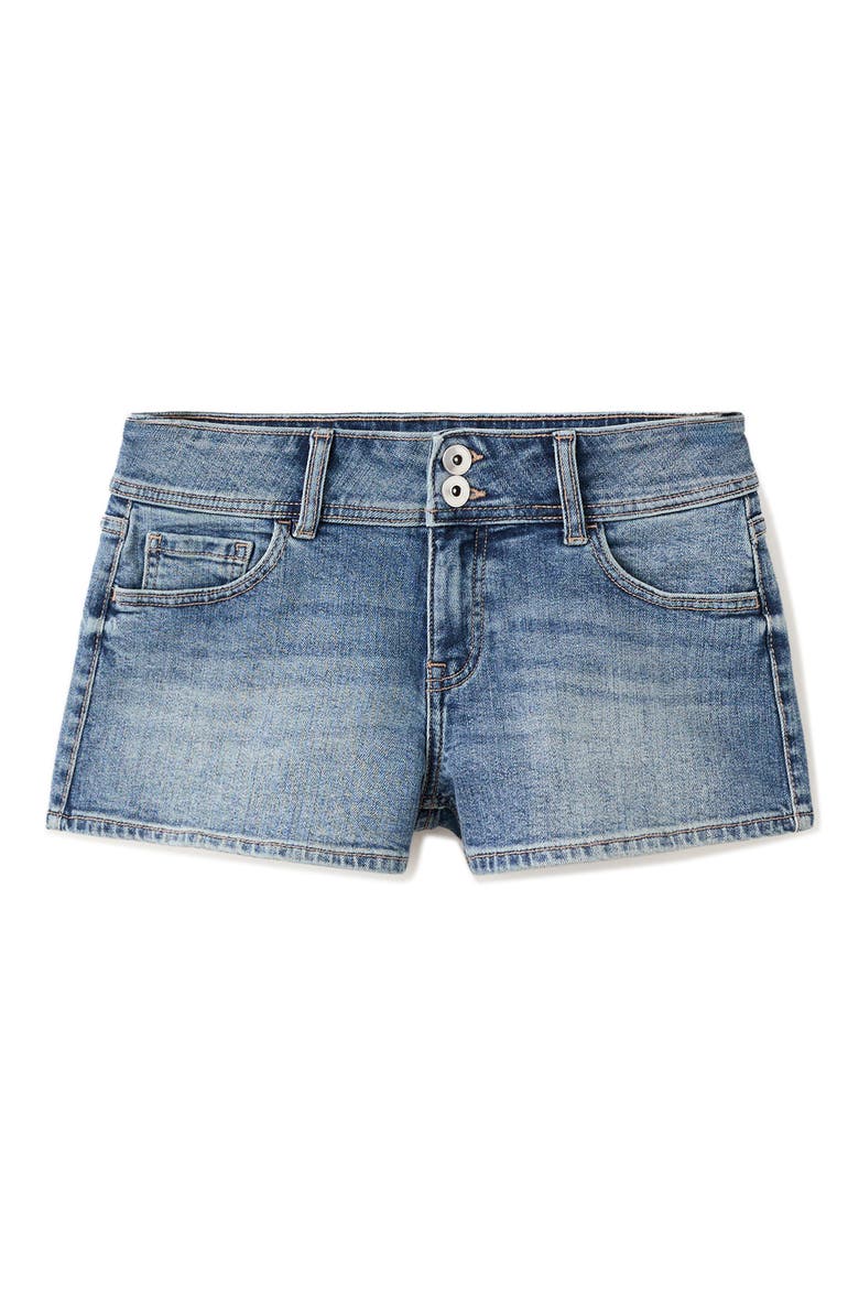 Low Waist Denim Mini Shorts, Main, color, MEDIUM VINTAGE BLUE