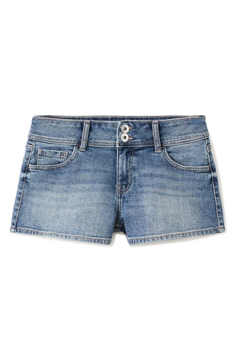Low Waist Denim Mini Shorts