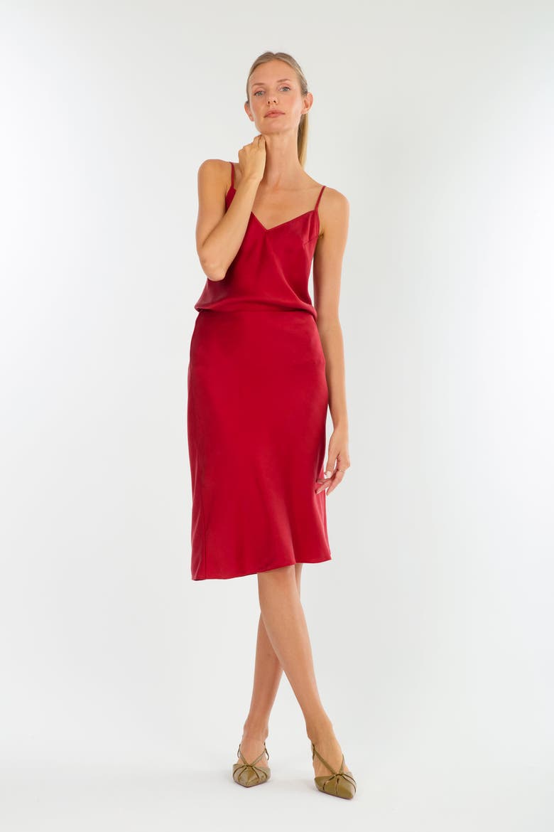 Lainey Midi Skirt, Alternate, color, Orange Red