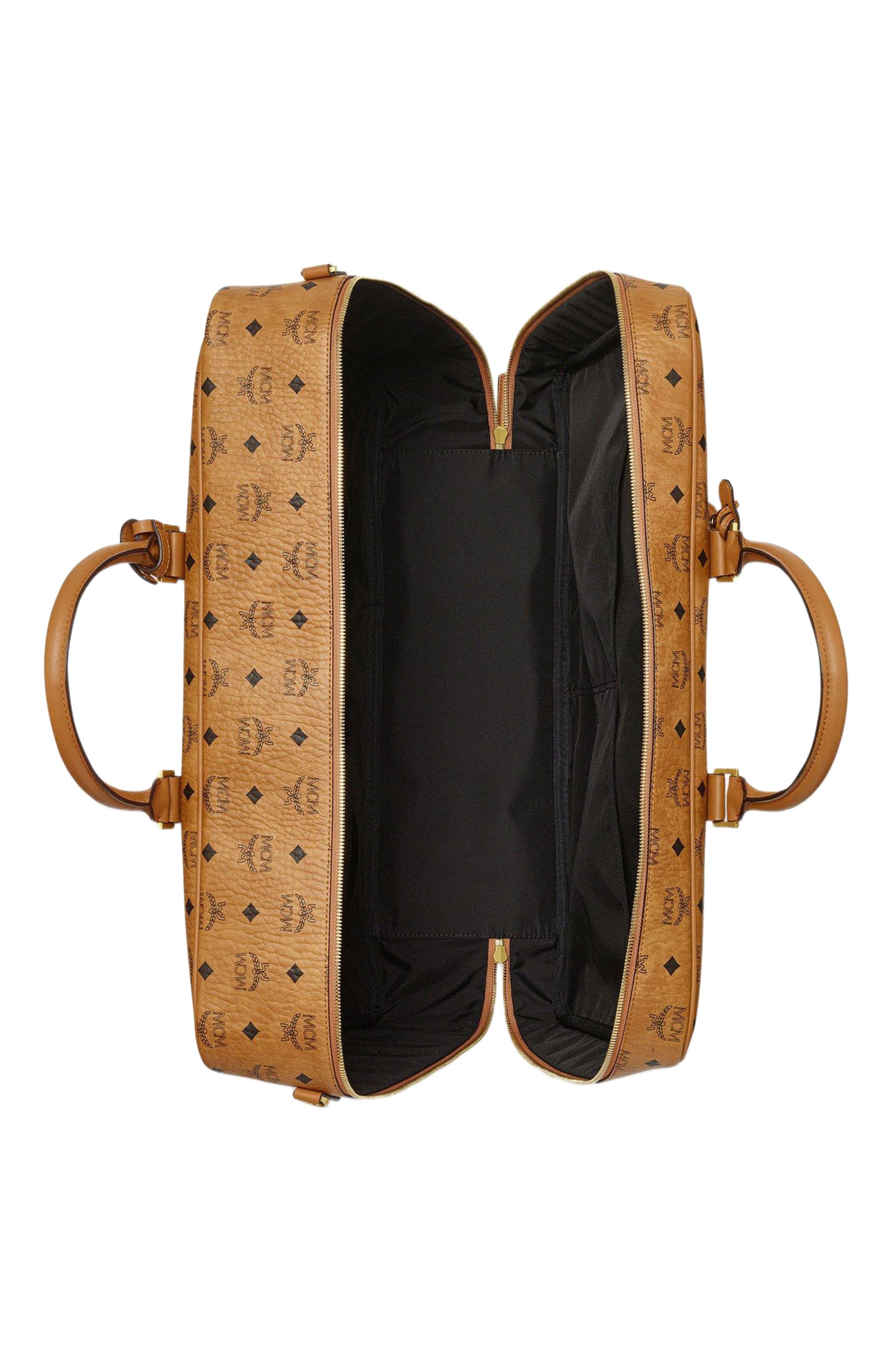 MCM Ottomar Suitcase in Visetos, Alternate, color, Cognac