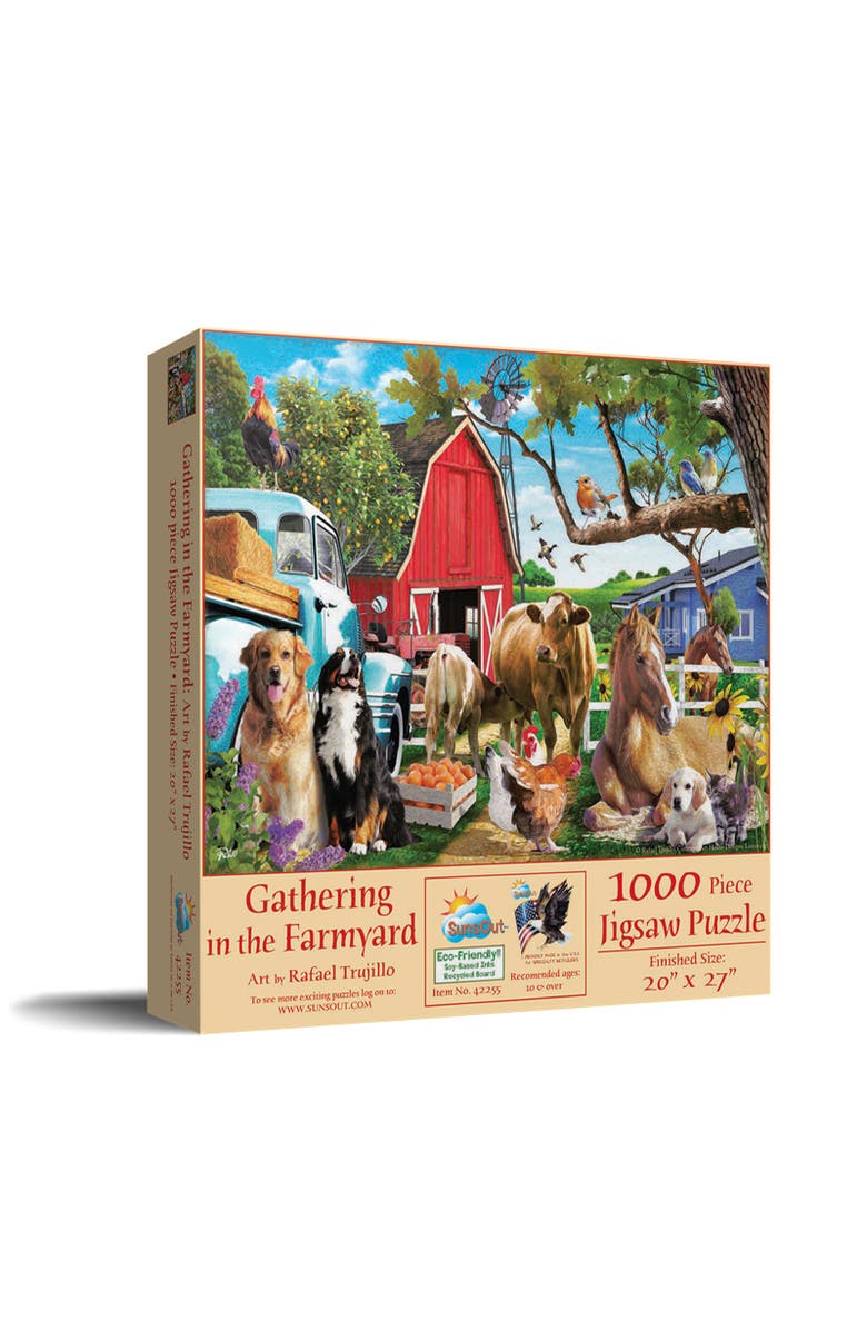 Sunsout Gathering in the Farmyard 1000 piece Jigsaw Puzzle for Adults, Main, color, Multicolor