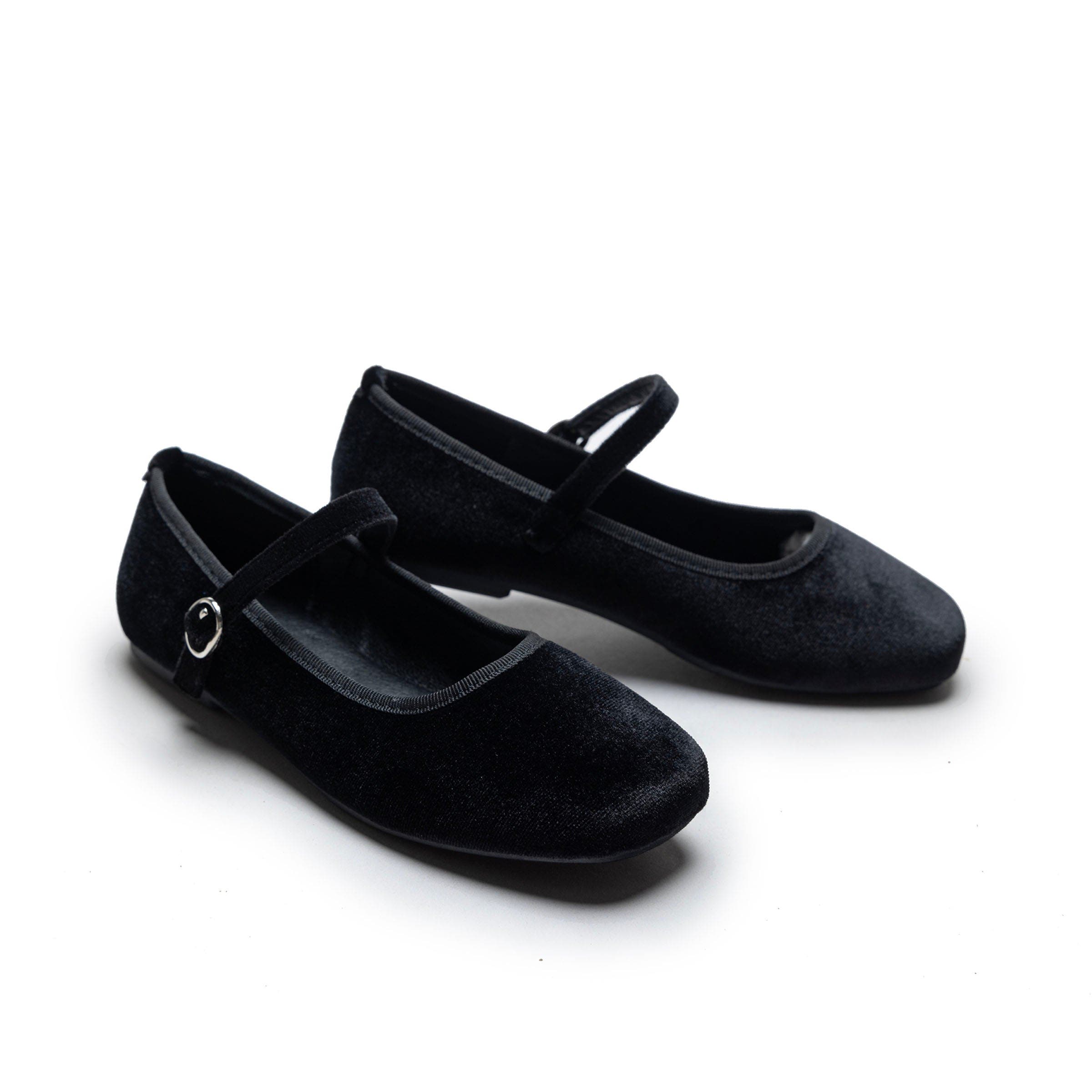 Tulleen Michelle Satin Velvet Flats, Main, color, Black