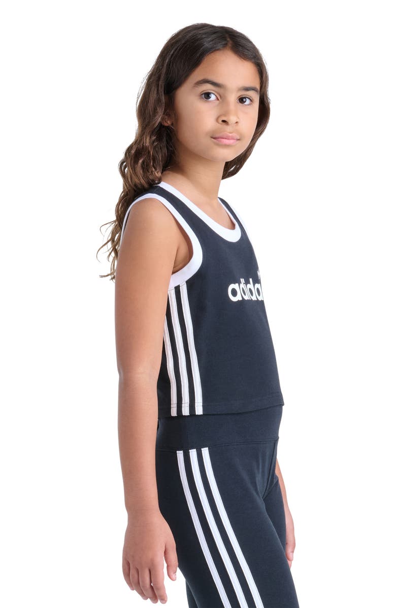 adidas Kids' 3-Stripes Stretch Cotton Tank, Alternate, color, Black