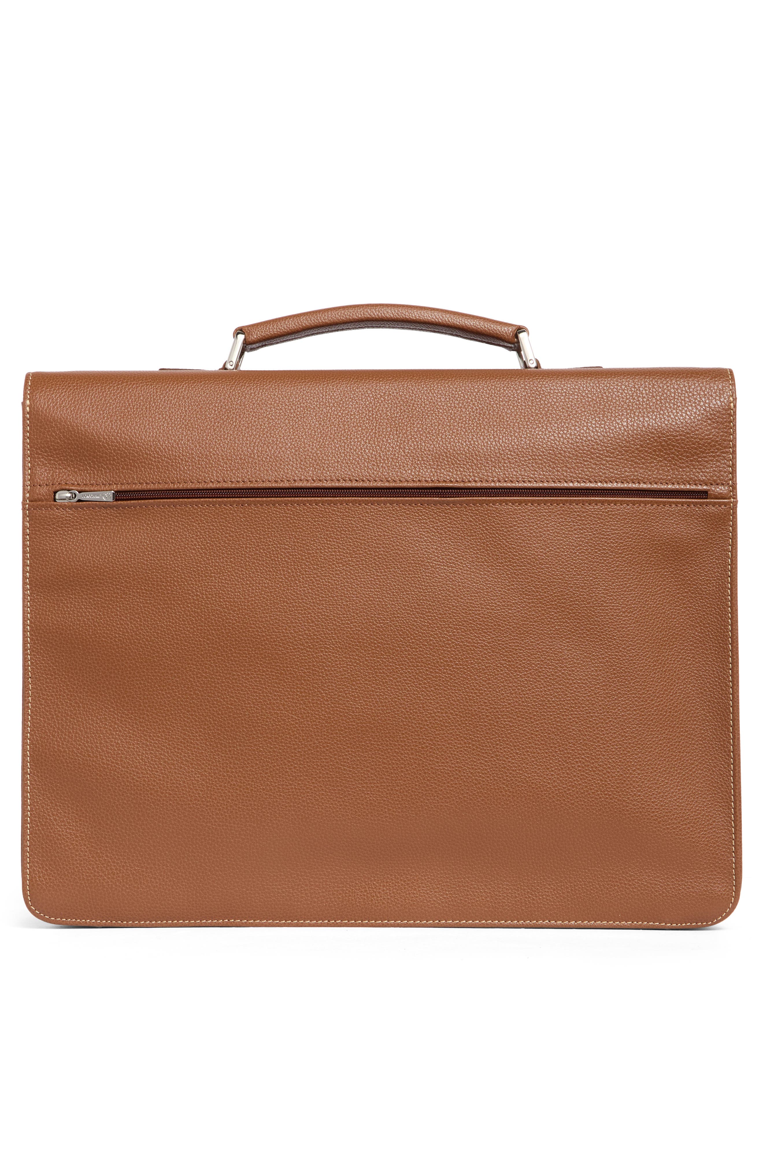 Longchamp Le Foulonne Leather Briefcase, Alternate, color, Cognac
