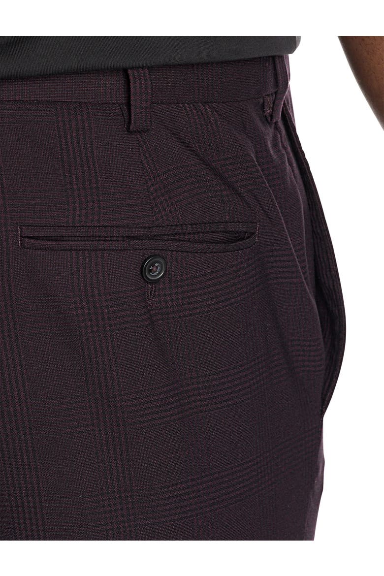 Big & Tall  Waist-Relaxer Tonal Glen Plaid Dress Pants, Alternate, color, BURGUNDY
