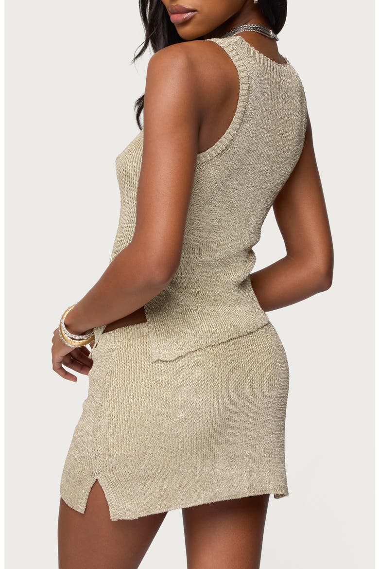 Goldy Asymmetric Hem Metallic Knit Tank Top, Alternate, color, GOLD