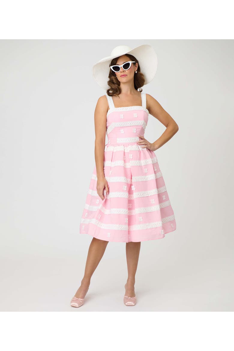 1960s Swing Sundress, Alternate, color, Pink w/ White Stripe