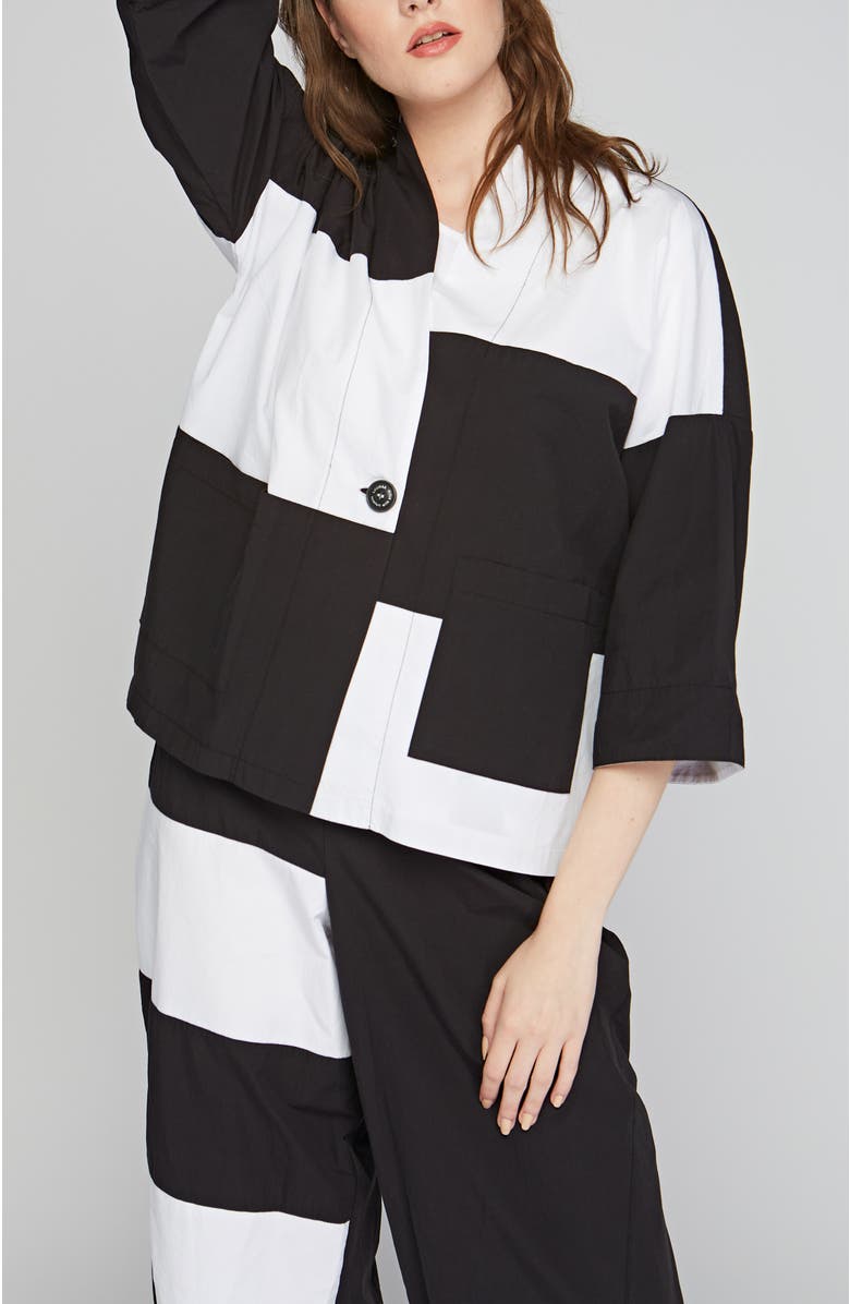LUUKAA Thessaly Poplin Jacket with Horizontal Coupes, Alternate, color, Black