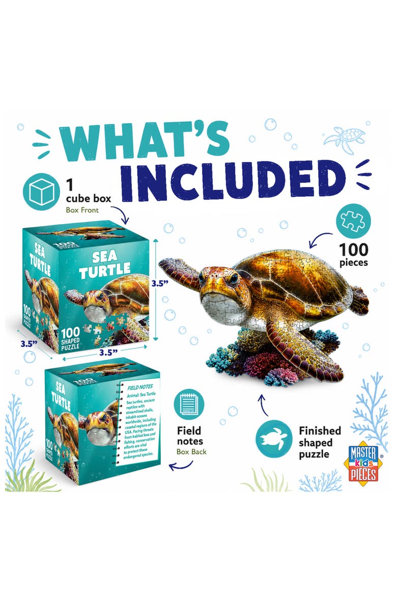 Sea Turtle 100 Piece Shaped Puzzle, Alternate, color, Multicolor