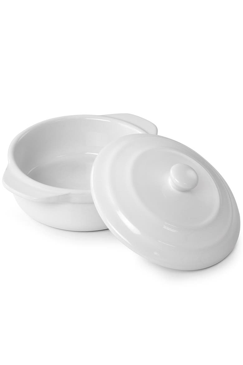 Stoneware Casserole with Lid, Alternate, color, White