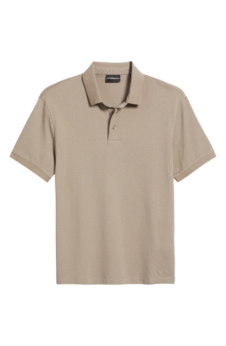 Emporio Armani Tonal Textured Wave Cotton Polo, Alternate, color, Beige