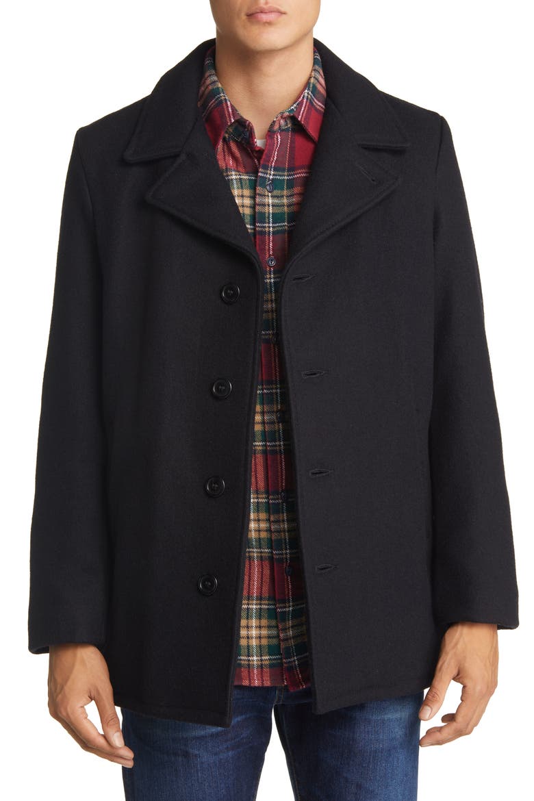 Wool Blend Car Coat, Alternate, color, NAVY