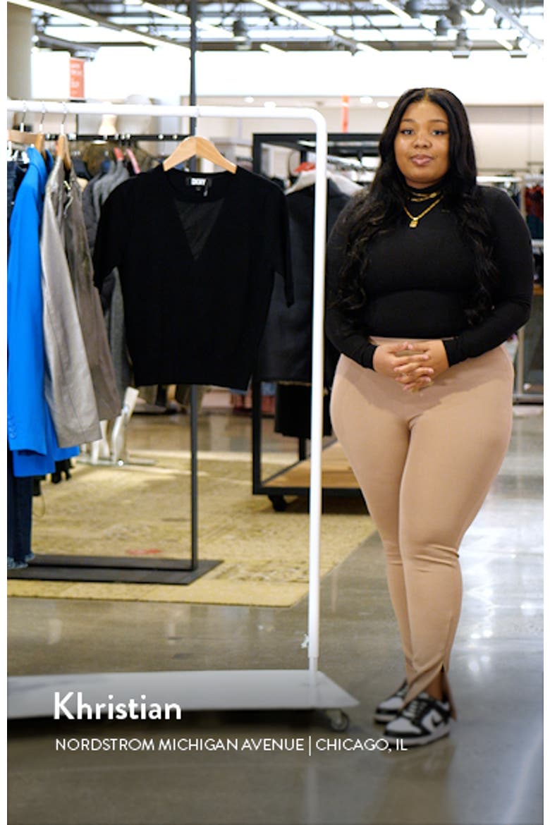 Sheer Mesh Illusion V-Neck Sweater video