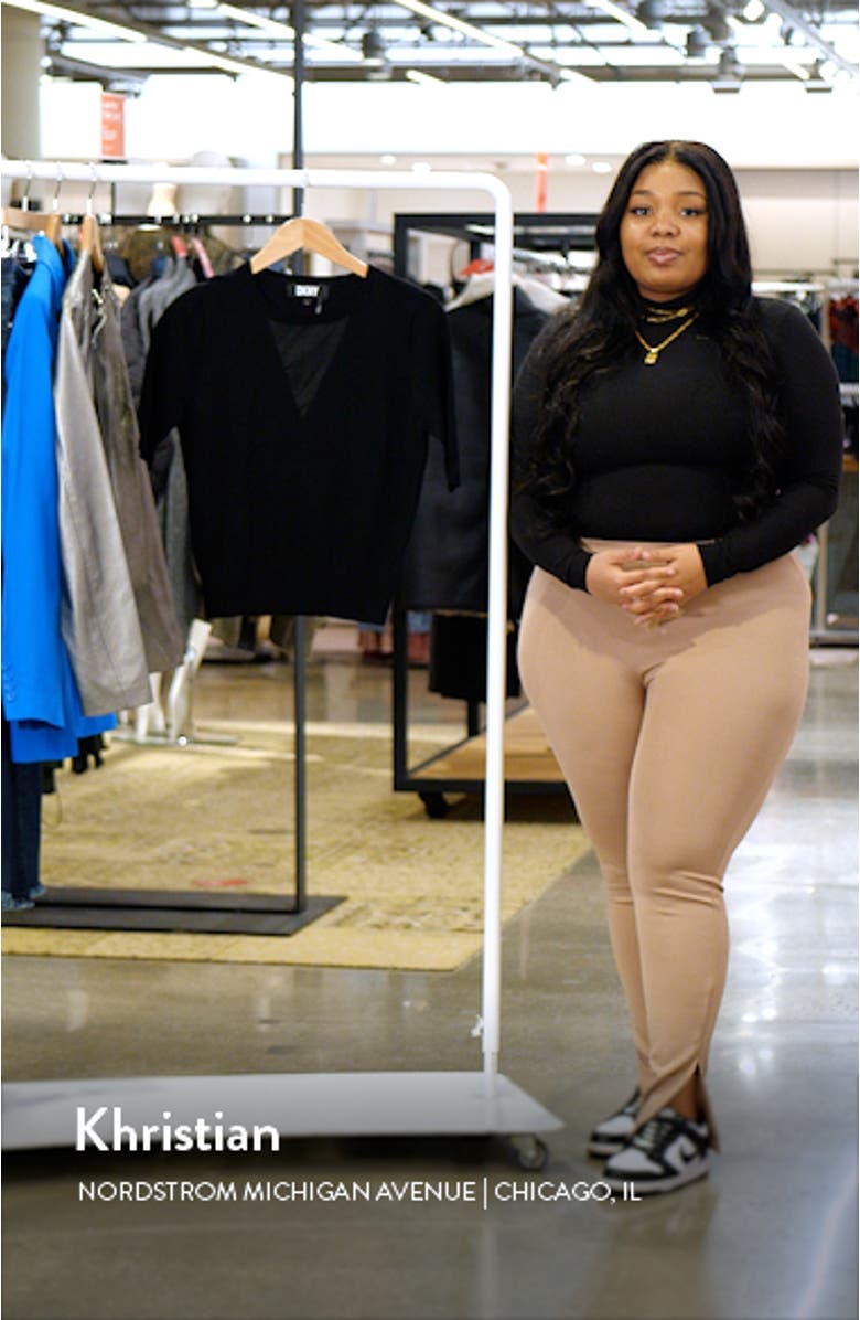 Sheer Mesh Illusion V-Neck Sweater, sales video thumbnail