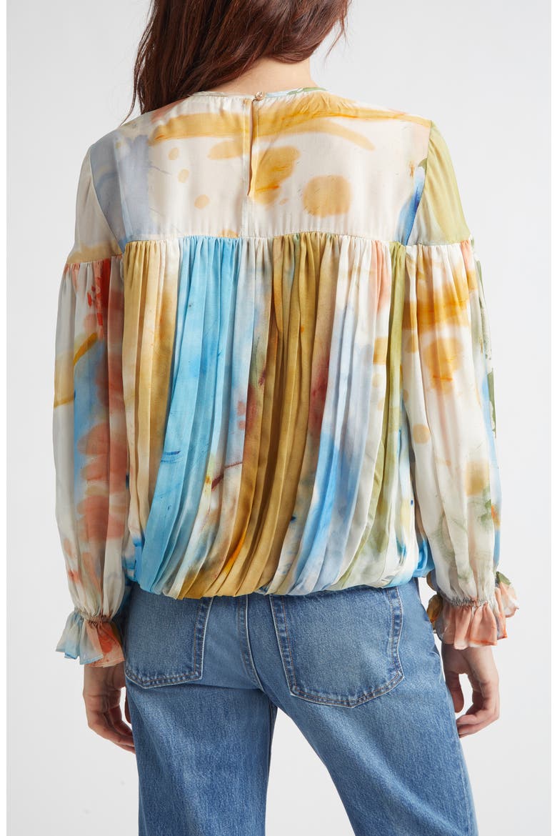 Pearl Abstract Print Silk Top, Alternate, color, WESTERN DREAM