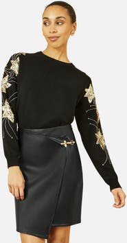 Yumi Sequin Star Sleeves Jumper
